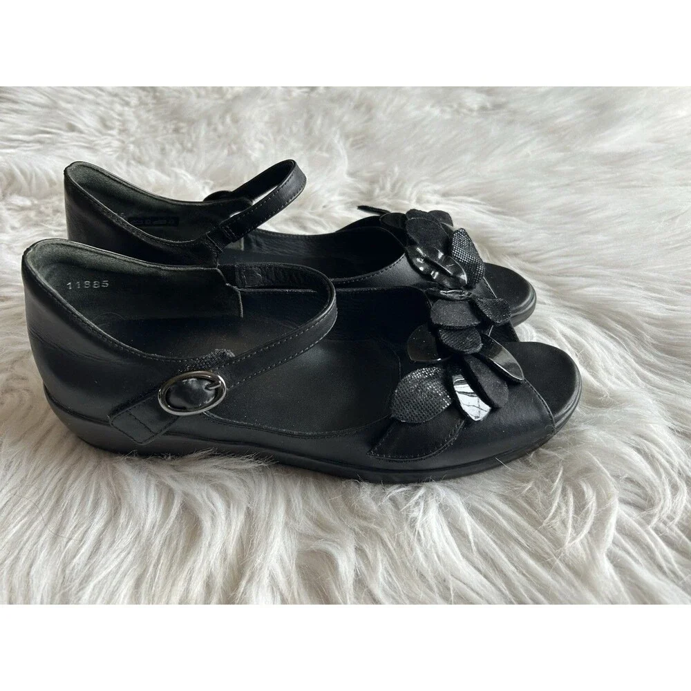Ziera Petal Ditzy Mary Jane Flats Women’s 40 Black Leather Comfort Shoes